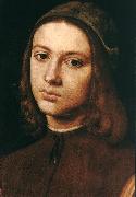 PERUGINO, Pietro Portrait of a Young Man (detail) af oil on canvas
